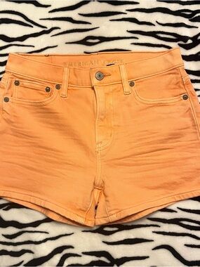 American Eagle Outfitters Orange High-Waist Denim Shorts